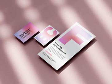 DL Flyer with Business Card Mockup