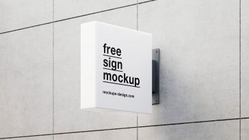 Square Sign On a Building Wall Mockup
