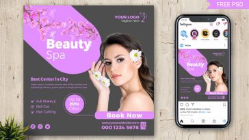 PsFiles Free Beauty Spa Salon Instagram Post Design PSD Template