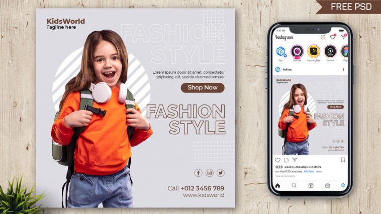 Free Kid's Clothing Store Instagram Post Design PSD Template