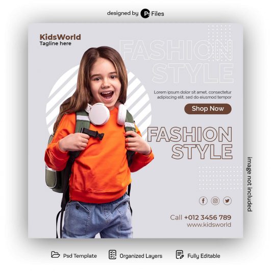 Free Kid's Clothing Store Instagram Post Design PSD Template - PsFiles