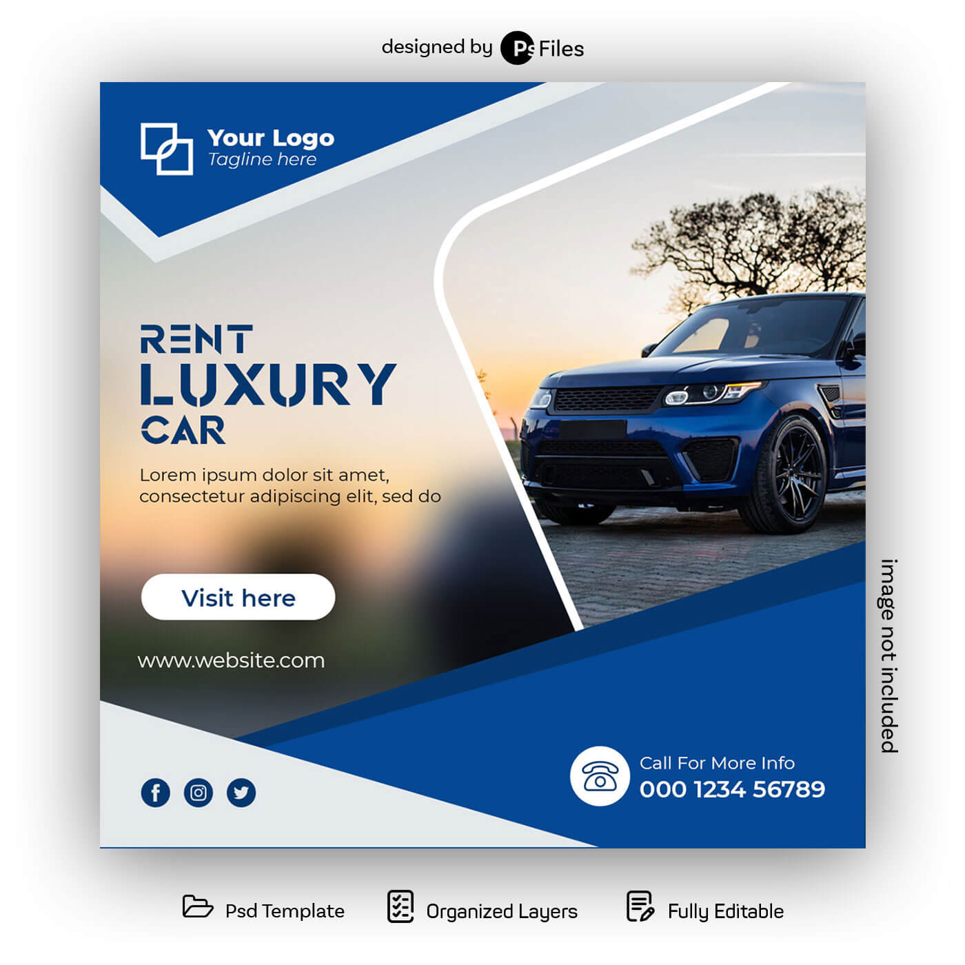 Free Luxury Car Rent Instagram Post Design PSD Template
