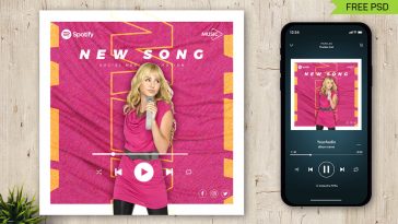 Free Spotify Music Cover Art Design PSD Template