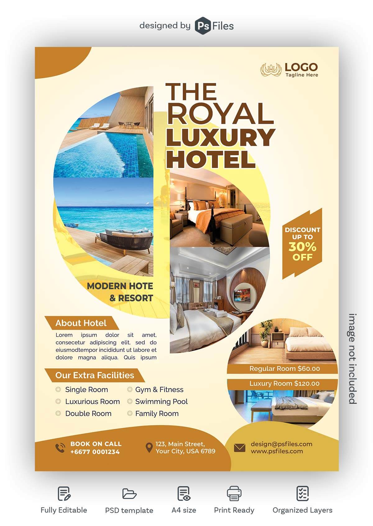 Luxury Hotel and Resorts Flyer Design Free PSD Template