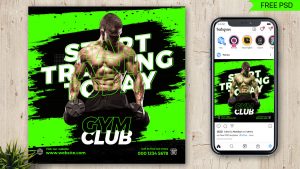 Free Gym Fitness Instagram Post Design PSD Template