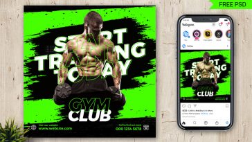 Free Gym Fitness Instagram Post Design PSD Template