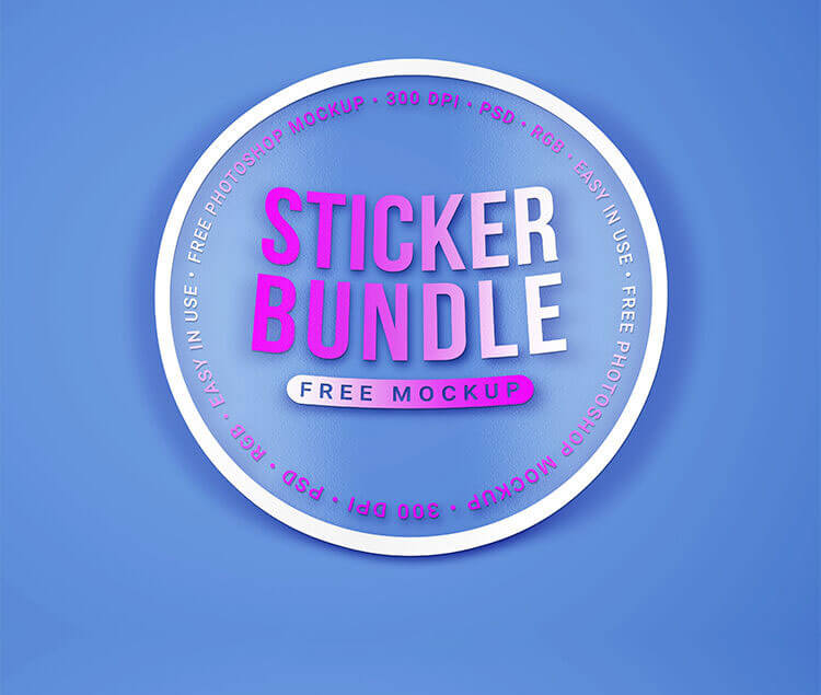  2 Mockups of Round Sticker Bundle 
