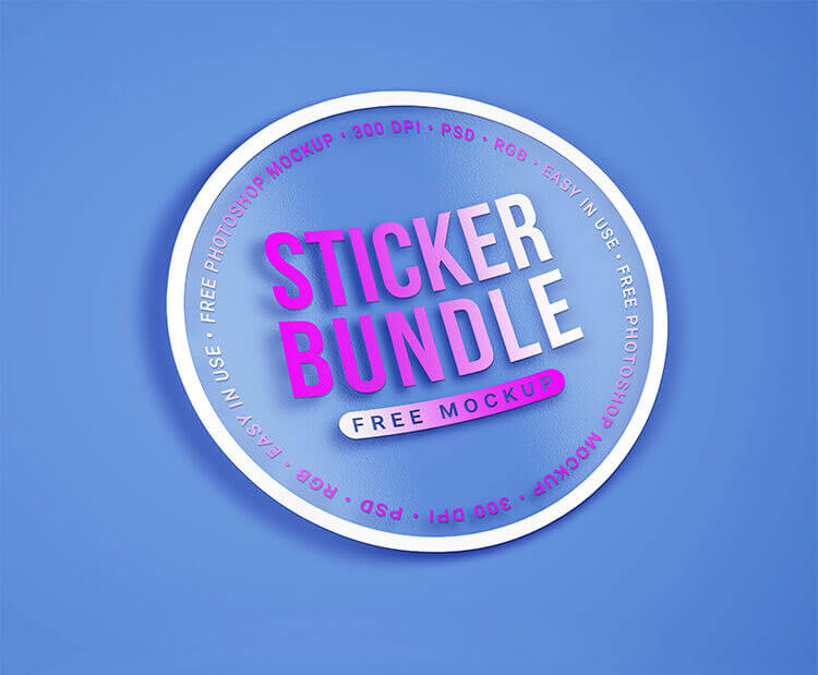 2 Mockups of Round Sticker Bundle