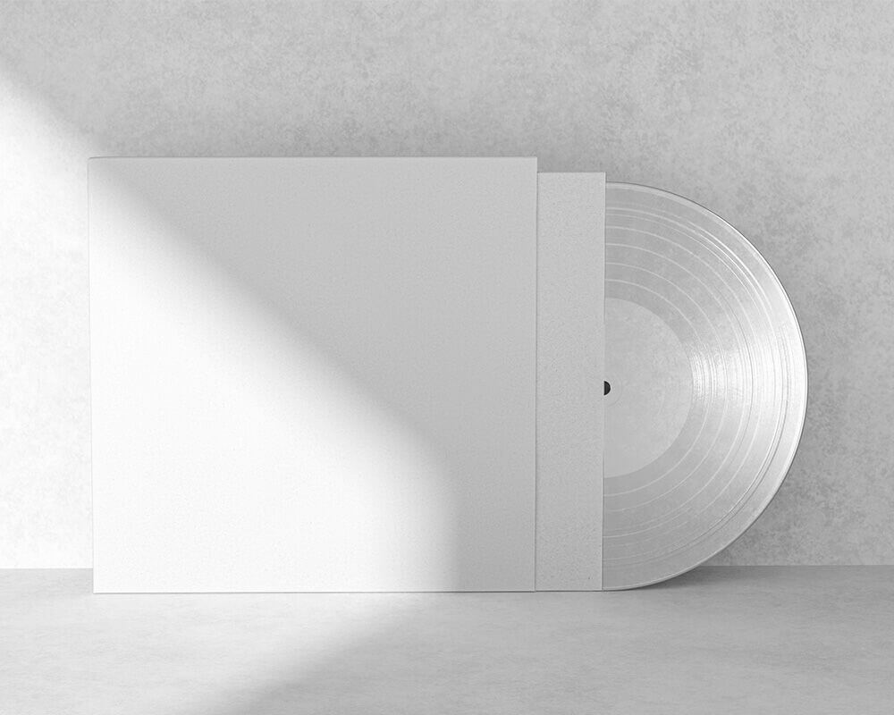 2 Front View Vinyl Record Mockups with and Without Cover