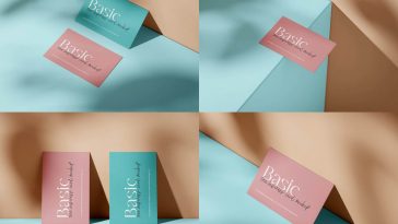 5 Free Premium Modern Color Style Business Card Mockups PSD