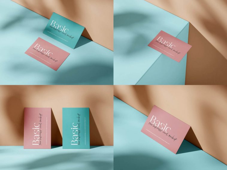 5 Free Premium Modern Color Style Business Card Mockups PSD