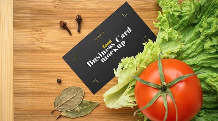 Business Card with Vegetable Surroundings Mockup