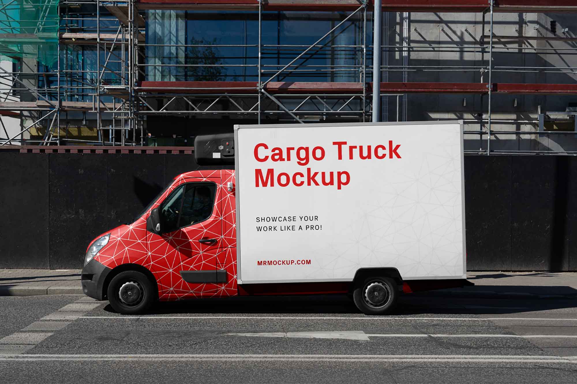 Side view of Cargo Truck Mockup Free PSD - PsFiles