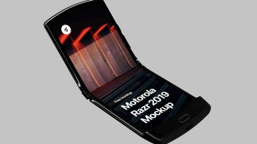 Floating Half-Folded Motorola Razr 2019 Mockup