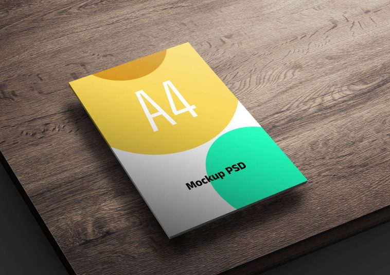 Showcase Your Flyer Design with This Free A4 Flyer Mockup on a Wooden Table