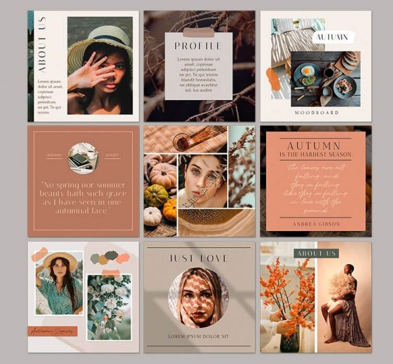 Free Autumn Mood Instagram Posts Template PSD - PsFiles