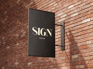 Free Brick Wall Street Sign Mockup PSD Set