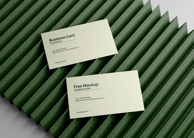 Free Business Card on Textured Paper Mockup