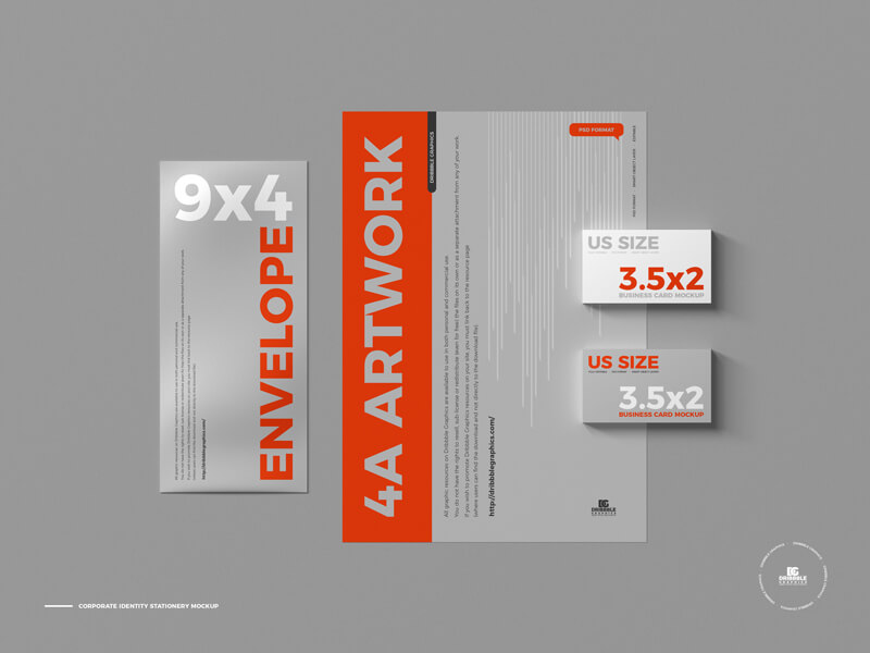 Top View Corporate Identity Stationery Mockup