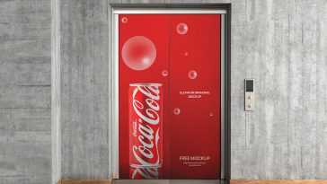 Free Elevator Door Branding Mockup