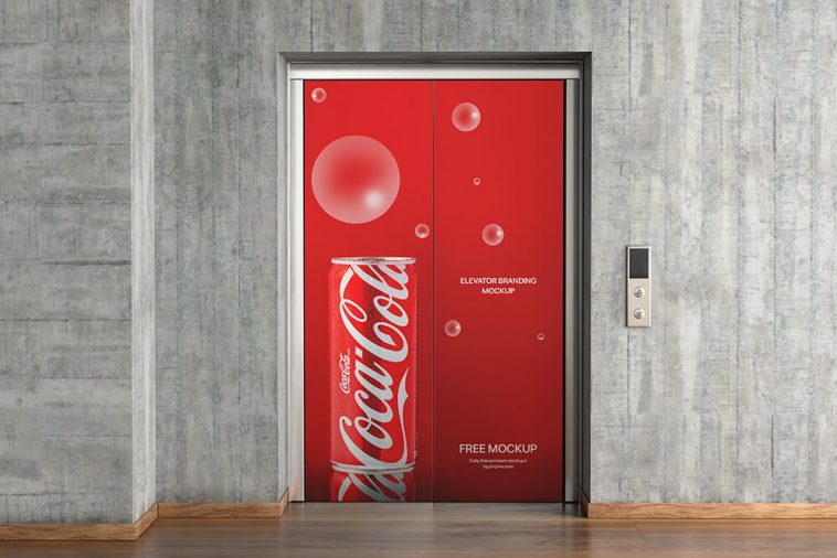 Free Elevator Door Branding Mockup