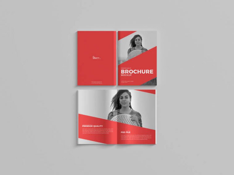 Top Scene of Saddle Stitch Brochure Mockup