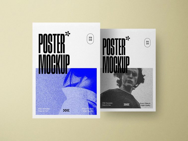 Free Realistic Paper Poster Mockup PSD