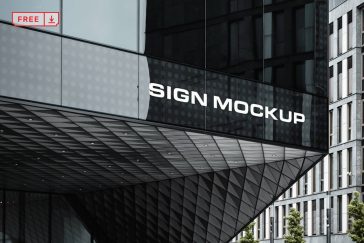 Free Sign on Corporate Building Mockup