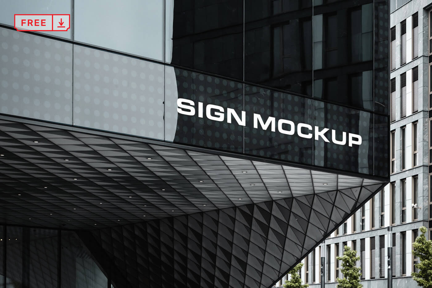 Free Logo Sign Mockup on Corporate Building PSD - PsFiles