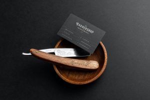 Free Stylish Barbershop Logo Branding Mockup PSD