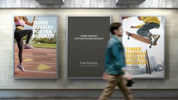 Free Three Subway Station Poster Mockup
