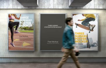 Free Three Subway Station Poster Mockup