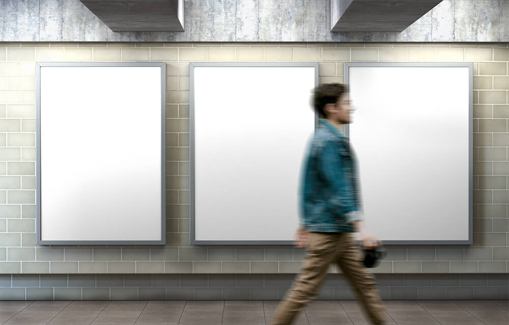 Free Three Subway Station Poster Mockup