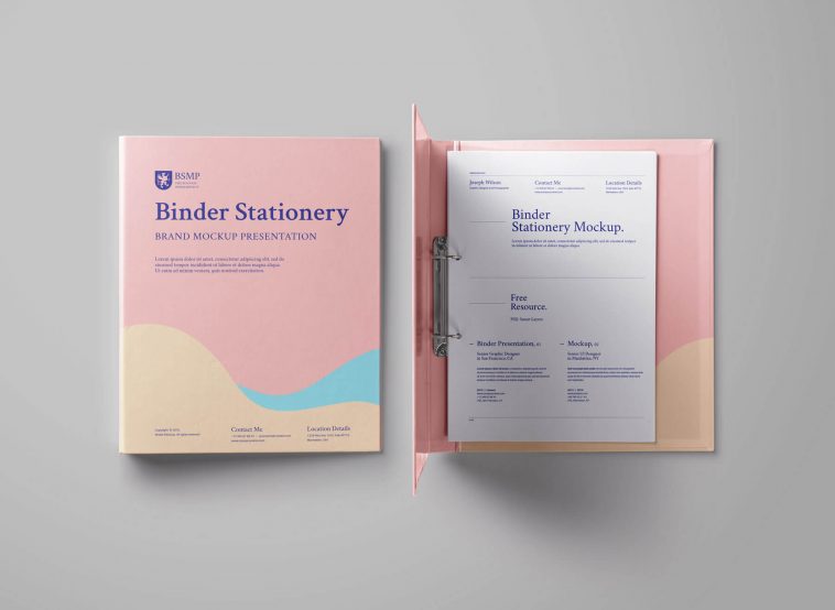 Two Ring Binder Folder Mockup Opened and Closed