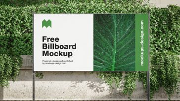 Free Billboard Banner With An Ivy Mockup
