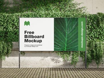 Free Billboard Banner With An Ivy Mockup