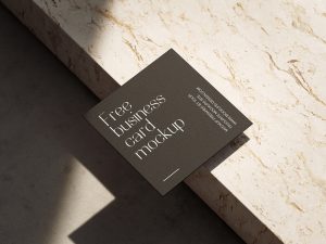 Free Shadow Square Business Card Mockup PSD Set