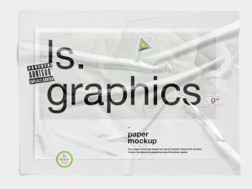 Paper and Sticker Mockup Overlaid with Transparent Plastic