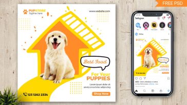 Pet Food and Supplies Free Instagram Post Design Template PSD