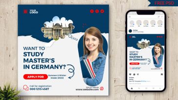Study in Germany Education Consultants Free Instagram Post Design PSD Template