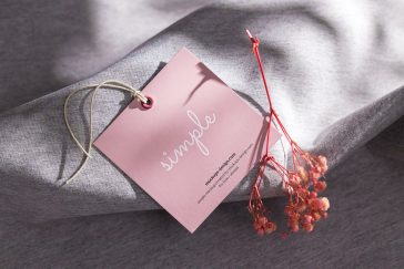 Free Square Fabric Hanging Tag Mockup PSD
