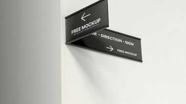 Free Indoor Direction Sign Mockup PSD