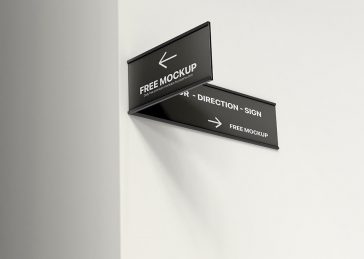 Free Indoor Direction Sign Mockup PSD