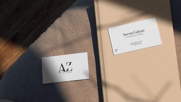 Top View of US Size Business Cards Mockup