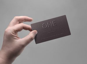 Hand Holding Realistic Business Card Mockup
