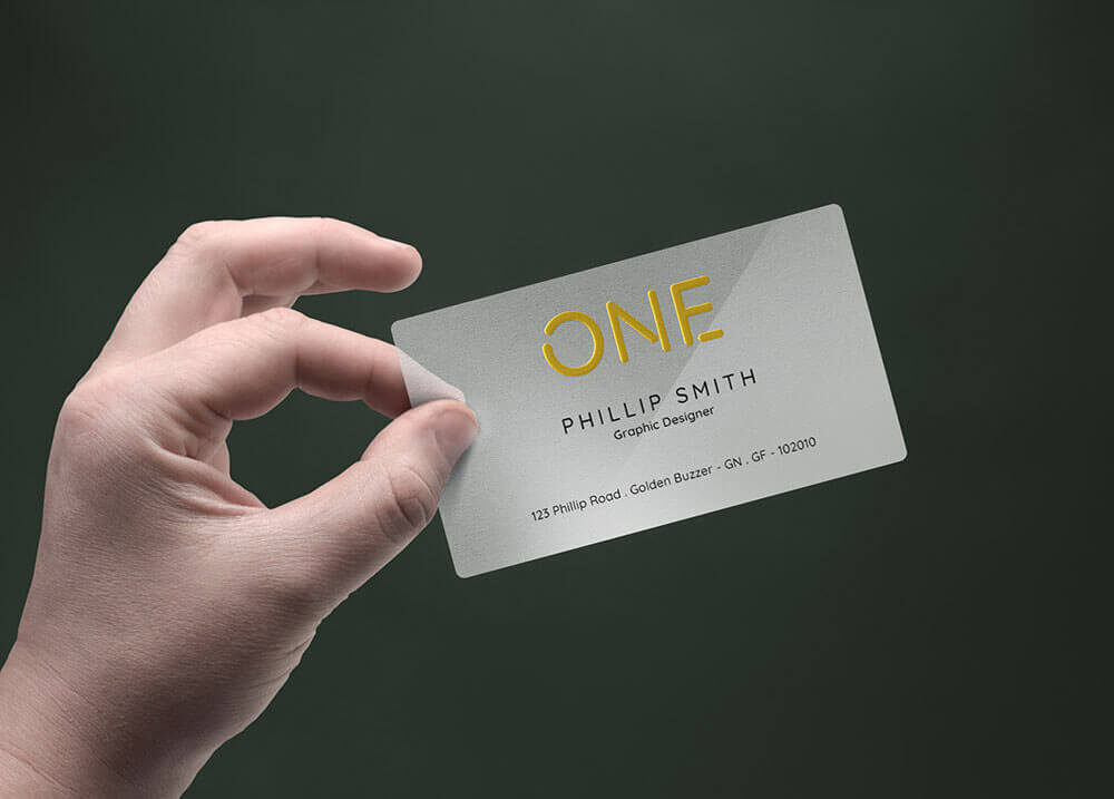 Hand Holding Realistic Business Card Mockup 