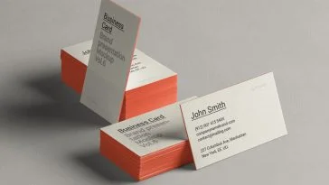 Perspective View of Two Stacks Business Cards Mockup