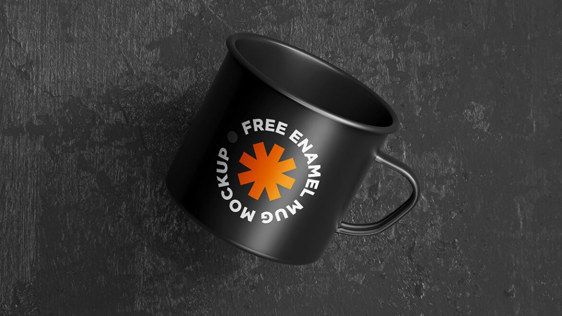 Free Coffee Cup   Enamel Mug Mockup PSD   PsFiles