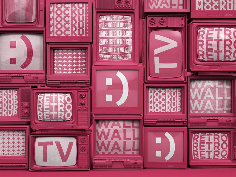 Free Retro TV Wall Mockup