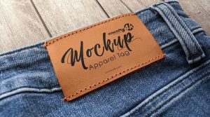 2 Mockups Featuring Outside and Inside Clothing Tags on Jeans